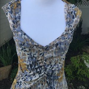 Anthropologie Weston Wear Mesh Floral V-Neck Top